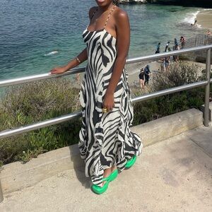Zebra Maxi Chiffon Dress